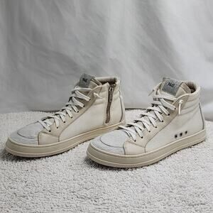 P448 HIGH TOP SNEAKERS CALF SKIN LEATHER METALLIC MADE IN ITALY SIZE 40 VGUC
